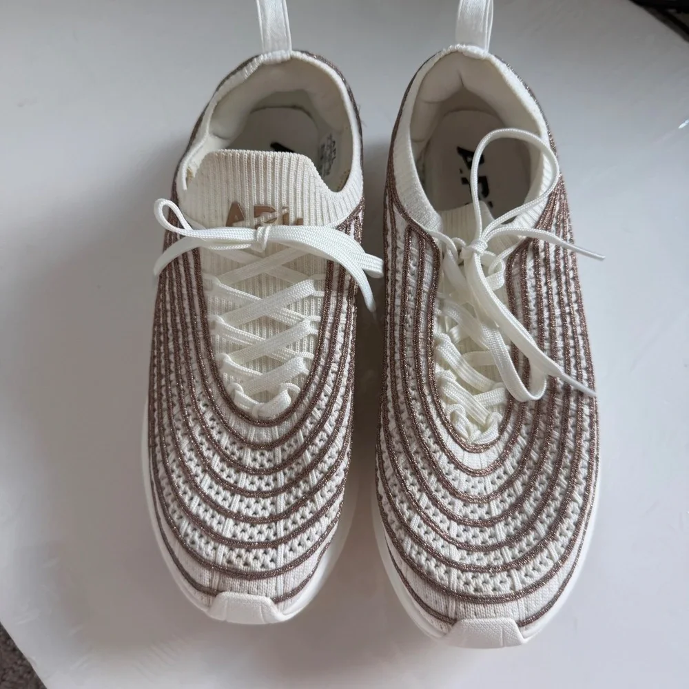APL Womens Cream and Brown Sneakers